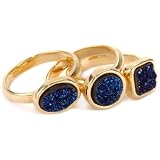 Marcia Moran 18k Gold Plated Dark Blue Druzy Stacka