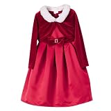 Girls' Perfectly Dressed  Sleeveless Dress with L/S Santa Jacket - Red