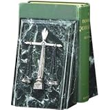 Executive Lawyer Gift Fancy Beveled Black Zebra Marble Legal Scale Bookends