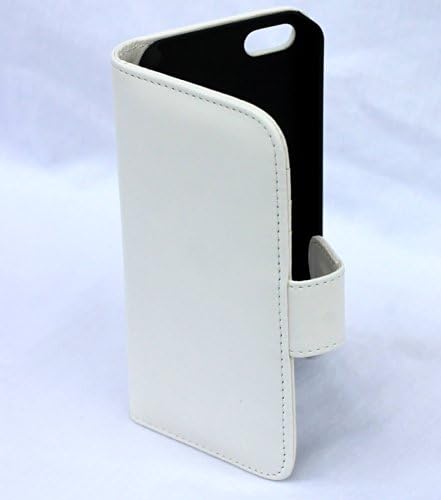 Bi-fold Leatherette Wallet Folding Flip Case Kickstand Cover with Photo Frame for Iphone 5 5s 5g Solid Color, Blue, Green, Red, Black, Pink, Light Pink, Purple, White, Maroon (White)