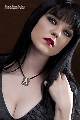 Unisex Sterling Silver Heavy Metal V-Shaped Guitar Pendant and 18 inches Leather Bolo Cord Necklace