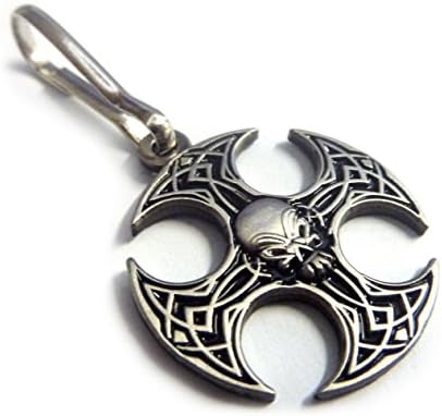 AXE SKULL Iron Cross German Biker Harley Backpack Jacket Purse ZIPPER PULL CLIP