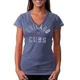 MLB Touch by Alyssa Milano Chicago Cubs Ladies Fire Drill V-Neck T-Shirt - Royal Blue (Medium)