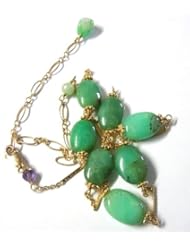 Chrysoprase Stones on 14k Gold Filled Chain Necklace.