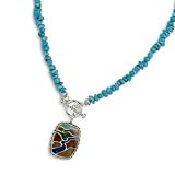 Search : Reversible Mosaic Inlay Turquoise Pendant