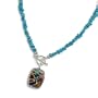 Sterling Silver Turquoise Beaded Necklace with Reversible Mosaic River Valley Inlay Pendant