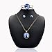 lureme Time Gem Series Disc Charm Stud Earrings Open Bangle Bracelet and Pendant Necklace Jewelry Sets for Women and Girls (White Wolf)(09000421)
