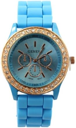 Nicerocker Hot Geneva Silicone Golden Crystal Diamond Quartz Ladies Women Jelly Wrist Watch