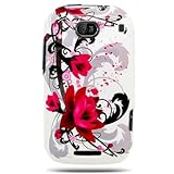 Hard Snap-on Shield With RED FLOWERS ON WHITE Design Faceplate Cover Sleeve ....