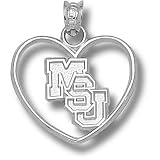 Mississippi State Univ Msu Diagonal Heart Pendant (Silver)
