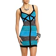 2b Strapless Crisscross Back Lurex Bodycon Dress
