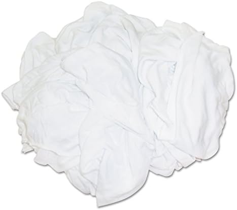 HOSPECO 45525BP New Bleached White T-Shirt Rags, Multi-Fabric, 25 lb Polybag (Case of 25)