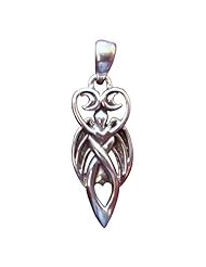 Silver Winged Moon Goddess Pendant - Wicca Pagan Jewelry