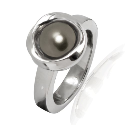 Bliss Republic Damen-Ring Edelstahl Perle dunkelgrau 60301051 56 Preisvergleich