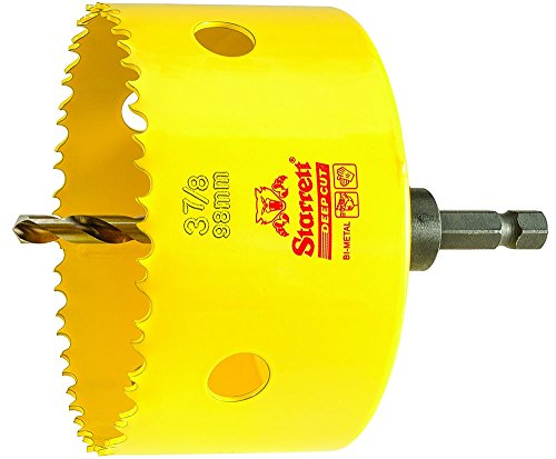 Starrett ADCH0378 Professional HSS Bi-Metal Dual Pitched Hole Saw with Arbor, 3-7/8