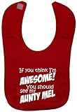 If You Think I'm Awesome You Should See My Aunty PERSONALISE WITH OWN NAME. Baby Feeding Bib Velcro 
