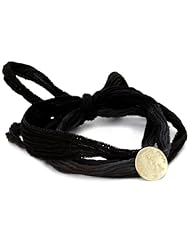 Mizuki 14k Gold Monogram Letter "C" Button on Ombre  Silk Bracelet