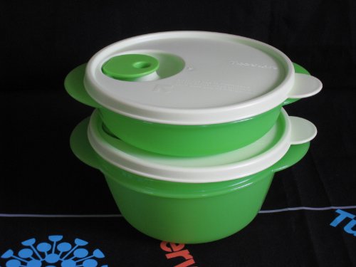 Tupperware Crystalwave Microwave Bowl Set 2 Green
