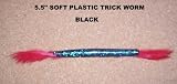 5.5 Soft Plastic Trick Worm - (10 Pack) Black with various tail colors