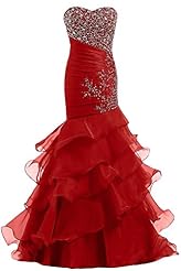 Mermaid Sweetheart Organza  Lace Beaded Prom Dress/Party Dress  With Ruffles