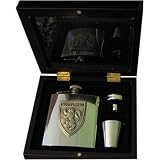 Scottish Lion Rampant Crest 6oz Stainless Steel Hip Flask - Gift Set