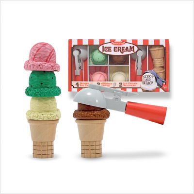Deluxe Wooden Ice Cream Cones with Ice Cream Scoopers