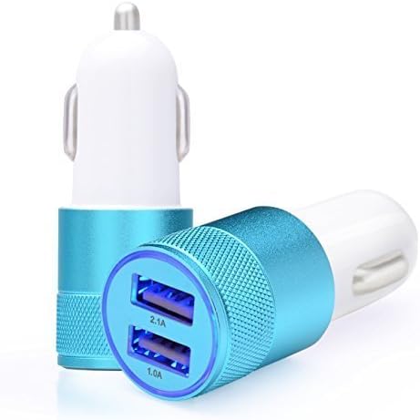 Car Charger, CCLV 2-Pack 3.1A Dual USB Port Rapid Car Charger Auto Adapter for iPhone 6s Plus, 6 Plus, 5S, iPad, Tablet, Samsung Galaxy S6, HTC, Sony and Other USB Device (Blue)