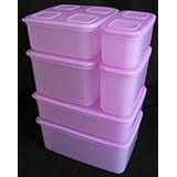 Tupperware Clear Mates Containers Set of 6 Lavender Pink