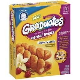 Gerber Graduates for Pre-Schoolers, Cereal Twists Bars with Yogurt & Fruit, Raspberry Vanilla, 4.2 oz. net. (Pack of 6)