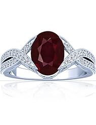 Platinum Oval Cut Ruby Ring With Sidestones