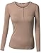 TWINTH Womens Long Sleeve Button Down Henley Top Basic Shirts