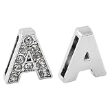 Watch&Jewellery Online Shop Ranking 4413. 5 Pcs Rhinestone Inlaid Letter A Metal Necklace Pendants Silver Tone