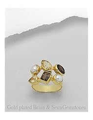 Fresh Water Pearls Ring In Brass