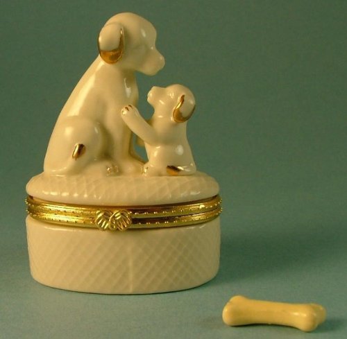 Puppy Puppies Dog phb Porcelain Hinged Trinket Box