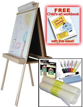 Childrens Toyshop  Toys : Beka Double-Sided Easel-and-Supplies Combo #1, Marker and Chalkboard Surfaces, Top Paper Holder, Wood Trays, FREE ART WORKBOOK