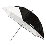 Westcott Compact 43" White Satin Umbrella with Removable Black Cover - Collapsible