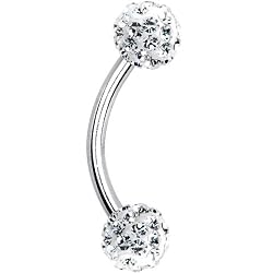 Crystal Clear Ferido Ball Eyebrow Ring MADE WITH SWAROVSKI ELEMENTS