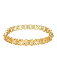 18k Gold Over Sterling Silver and Citrine Bangle Bracelet