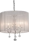 Artcraft Lighting AC380WH Claremont 3-Lite Mini Chandelier, Polished Nickel with Silk String Shades