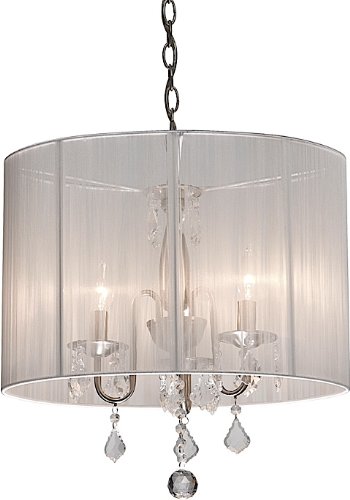 Artcraft Lighting AC380WH Claremont 3-Lite Mini Chandelier, Polished Nickel with Silk String Shades