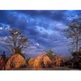 Mursi Huts Protect Tenants from the Oncoming Storm, Ethiopia World Culture Photographic Poster Print by Janis Miglavs, 24x18