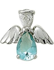 Sterling Silver March Aquamarine Birthstone Angel Wing Pin Birthstone Jewelry Birthstone Angel Wing Pins Gift Boxed