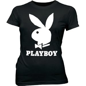 41eSCZNWI%2BL. AA300  Playboy Bunny Logo Black Juniors/Ladies T Shirt Tee