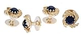Gold plated and black crystal set of 4 shirt studs with presentation box