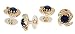 Gold plated and black crystal set of 4 shirt studs with presentation box