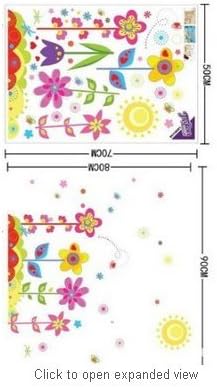 Flower Sun Butterfly Cartoon Children Nursery Kids Room Wall Art Murals Stickers Home Decor Decal