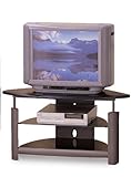 IMAGE OF Casual Style Silver & Black Finish Corner TV Stand