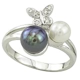 14K White Gold Multi-Pearl & Diamond Ring