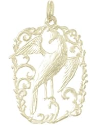 925 Solid Sterling Silver Animal Necklace Charm Pendant, Framed Bird