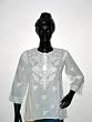 Designer Ivory Cotton Chikan Embroidery Summer Kurta Tunic Top Yoga Size M